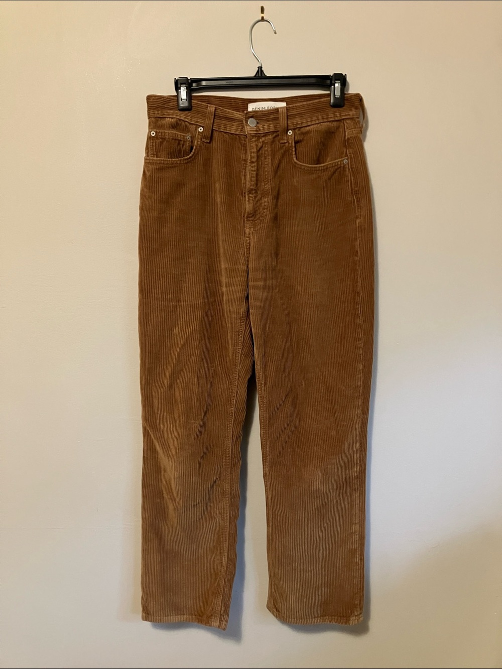 Denim Forum Women's Brown Corduroy High-Rise Straight Pants